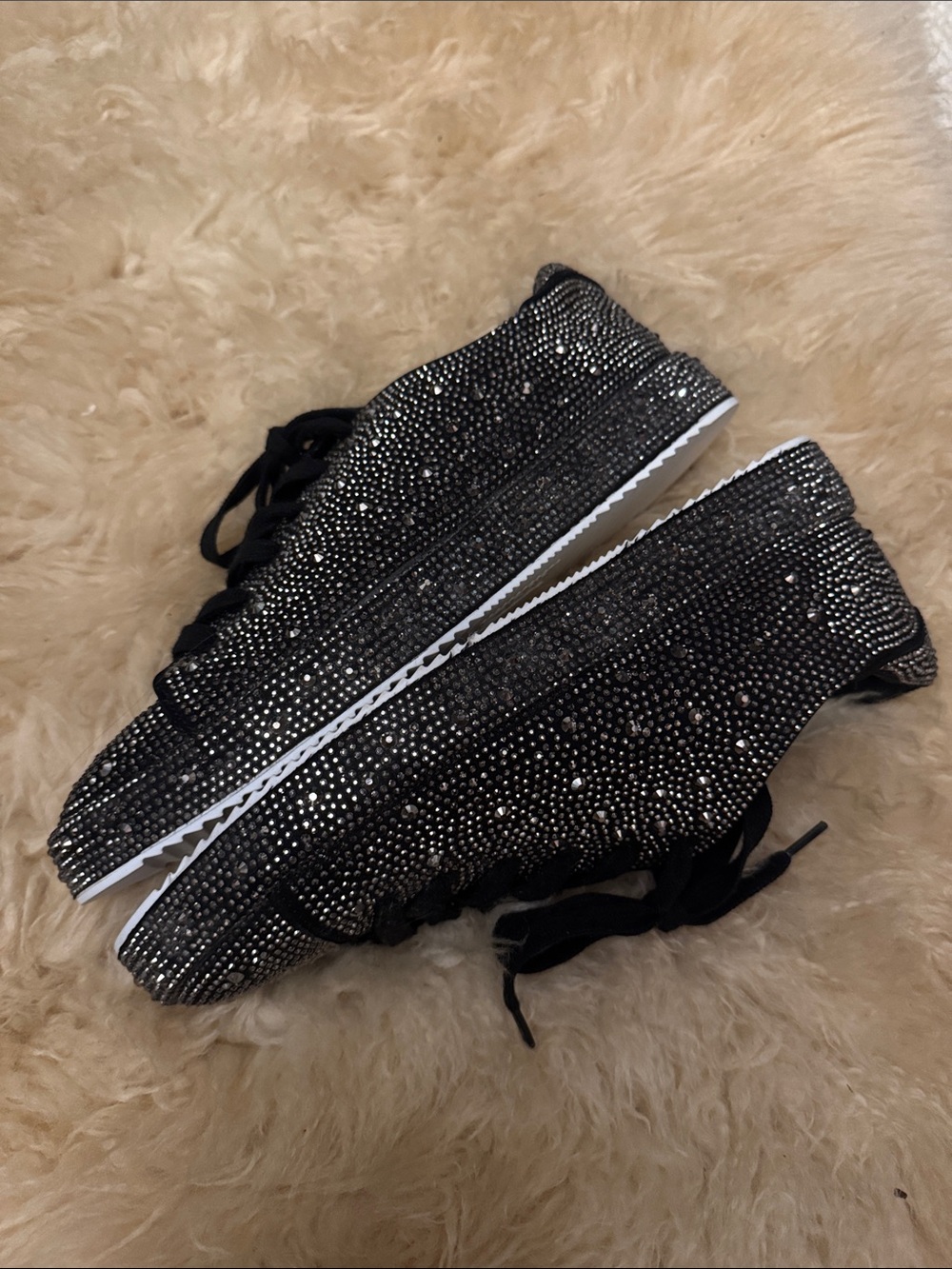 INC International Concepts Black Crystal-Embellished Lace-Up Sneaker - Picture 8 of 10